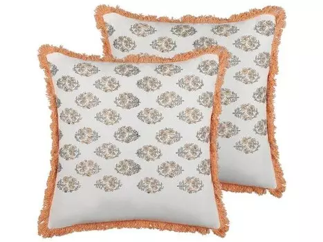 Подушка Beliani 2 шт SATIVUS, 45x45x45 см цвет grau/orange/wei