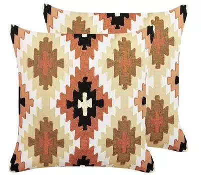 Подушка Beliani 2 шт SERAMPORE, 50x50x50 см цвет beige/schwarz/braun/multicolor/wei