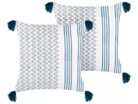 Подушка Beliani 2 шт TILIA, 45x45x45 см цвет blau/dunkelblau/wei