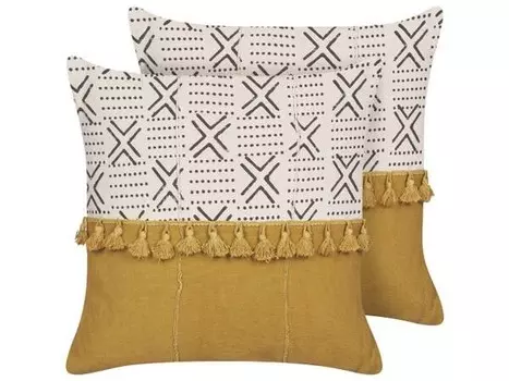 Подушка Beliani 2 шт WOODI, 45x45x45 см цвет schwarz/cremewei/wei