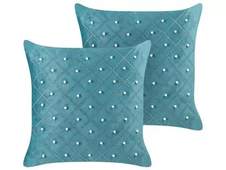 Подушка Beliani 2 шт YARROW, 45x45x45 см цвет blau/petrol/silber