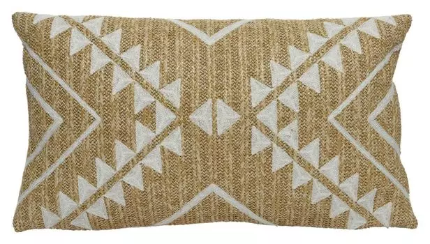 Подушка - бежевый - белый - 30 х 50 см - геометрический узор - для сада Kaemingk