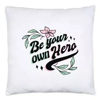 Подушка «Будь своим героем» с наполнителем и надписью, подарок для супергероев, женская сила, женский день, феминизм Hey!Print