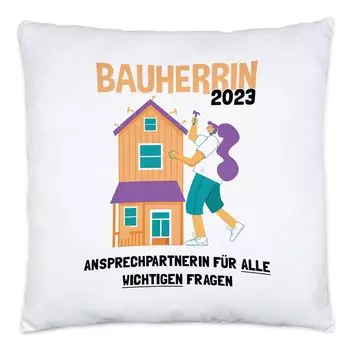 Подушка Builder 2023, включая наполнение, завершающую церемонию, строительство дома, подарок для строителя дома, переезд в дом, забавный сарказм Hey!Print