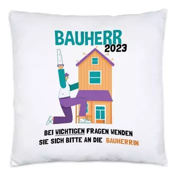 Подушка Builder 2023, включая наполнитель. Церемония завершения строительства дома. Подарок строителя дома. Забавный сарказм Hey!Print