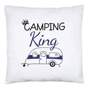 Подушка Camping King с наполнителем для любителей караванов. Идея подарка для отдыхающих. Место для кемпинга Hey!Print