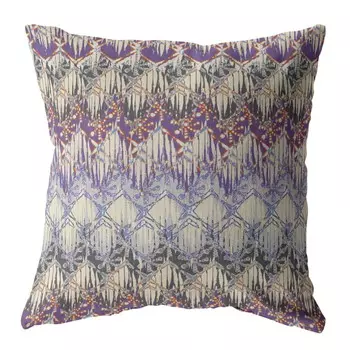 Подушка декоративная на молнии Hatch HomeRoots, фиолетовый / серый