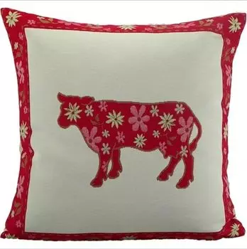 Подушка - декоративная подушка с коровой - красная ок. 45х45 см AS4HOME