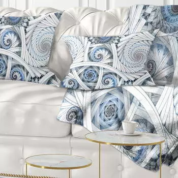 Подушка Designart White Spiral with Blue Fractal Art, синий