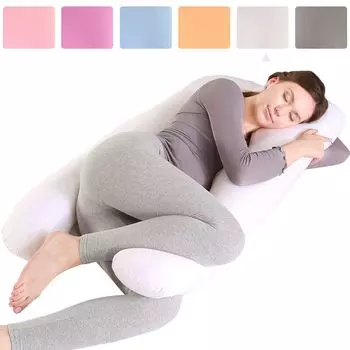 Подушка для беременных Хлопковая боковая подушка для сна Подушка для кормления Большая подушка для беременных Подушка для тела Подушка для всего тела (U-образная форма, 130 x 60 см, белая) Topchances