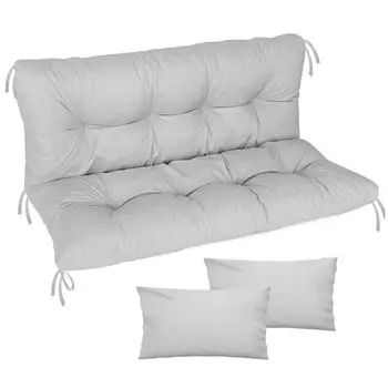 Подушка для голливудских качелей 100x50x50 Подушка для садовой скамейки и 2 подушки Подушка для поддона Подушка для скамейки Подушка для сиденья и спинки Подушка для сиденья матраса Садовая подушка Гладкий графит [133] Ferocity, серый