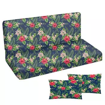 Подушка для голливудских качелей 120x50x50 Подушка для садовой скамейки и 2 подушки Подушка для поддона Подушка для скамейки Подушка для сиденья и подушка для спины Мягкая подушка для матраса Садовая подушка Smooth Palm Light [133] Ferocity, сер...