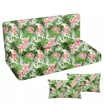 Подушка для голливудских качелей 185x50x50 Подушка для садовой скамейки и 2 подушки Подушка для поддона Подушка для скамейки Подушка для сиденья и подушка для спины Мягкая подушка для матраса Садовая подушка Гладкая лопата Palm Dark [133] Feroci...