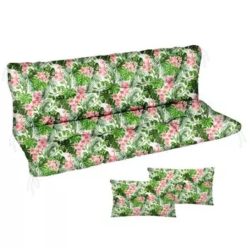 Подушка для голливудских качелей 185x50x50 Подушка для садовой скамейки и 2 подушки Подушка для поддона Подушка для скамейки Подушка для сиденья и подушка для спины Мягкая подушка для матраса Садовая подушка Smooth Palm Dark [133] Ferocity, серы...