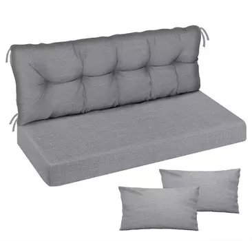 Подушка для голливудских качелей 185x50x50 Подушка для садовой скамейки и 2 подушки Подушка для поддона Подушка для скамейки Подушка для сиденья и подушка для спины Мягкая подушка для матраса Садовая подушка Графит [133] Ferocity, серый