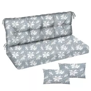Подушка для голливудских качелей 185x50x50 Подушка для садовой скамейки и 2 подушки Подушка для поддона Подушка для скамейки Подушка для сиденья и подушка для спины Мягкая подушка для матраса Садовая подушка Гладкая серая [133] Ferocity, серый