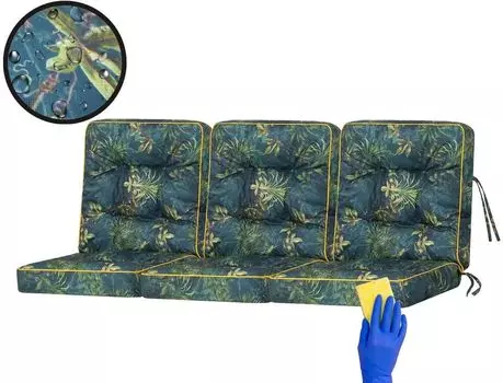Подушка для качелей Подушка для скамейки Венера Садовая подушка Качели Подушки для скамейки Подушки Подушки для качелей Голливудские качели скамейка? 180 x 110 x 10 см? Зеленый луг Hobbygarden, синий