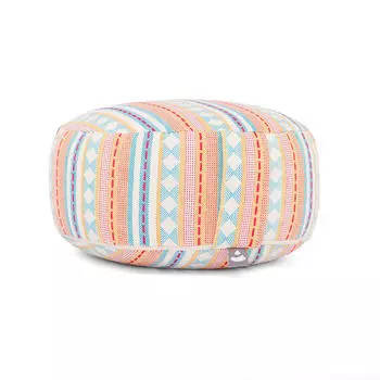 Подушка для медитации RONDO Икат, плетеная ткань, бордовый камень, полбяная шелуха BODHI, темно-бордовый