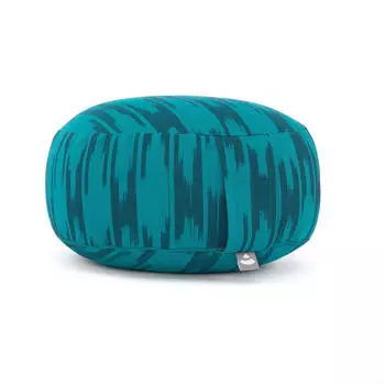 Подушка для медитации RONDO ткань икат, сине-зеленый камень, полбяная шелуха BODHI, синий