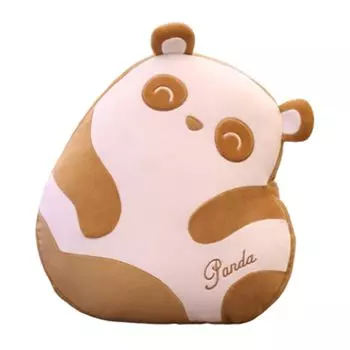 Подушка для объятий с рисунком без катышков, хлопковая хорошая эластичность, подушка из ткани «Красивая панда» для гостиной, коричневая Stuttg