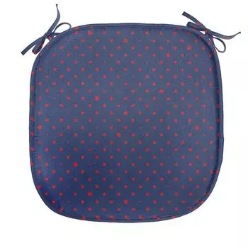 Подушка для обеденного стула ABAKUHAUS dots, dots Star, декоративная водонепроницаемая подушка с ремнями для кухонных сидений, 40 см x 40 см, индиго киноварь, синий