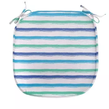 Подушка для обеденного стула ABAKUHAUS Harbour Stripe, мазки кисти, декоративная водонепроницаемая подушка с ремнями для кухонных сидений, 40 см x 40 см, королевский синий морской пенопласт