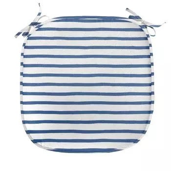 Подушка для обеденного стула ABAKUHAUS Harbour Stripe, нарисованное вручную море, декоративная водонепроницаемая подушка с ремнями для кухонных сидений, 40 см x 40 см, темно-синий белый