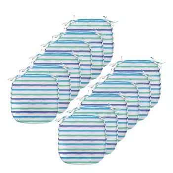 Подушка для обеденного стула ABAKUHAUS Harbour Stripe, мазки кисти, декоративная водонепроницаемая подушка с ремнями для кухонных сидений, 40 см x 40 см — упаковка из 12 шт., королевский синий морской пенопласт