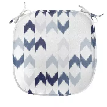 Подушка для обеденного стула ABAKUHAUS Marine Ikat Chevron Zigzag Декоративная водонепроницаемая подушка с ремнями для кухонных сидений 40 см x 40 см Белый Синий Фиолетовый, мультиколор