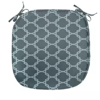 Подушка для обеденного стула ABAKUHAUS Quatrefoil, линии античной формы, декоративная водонепроницаемая подушка с ремнями для кухонных сидений, 40 см x 40 см, синий, серый, голубой, светло-синий