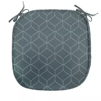 Подушка для обеденного стула ABAKUHAUS Quatrefoil, марокканские линии, декоративная водонепроницаемая подушка с ремнями для кухонных сидений, 40 см x 40 см, синий, серый, голубой, светло-синий