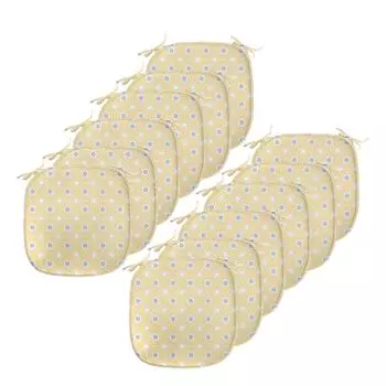 Подушка для обеденного стула ABAKUHAUS Quatrefoil, звезда Quatrefoil, декоративная водонепроницаемая подушка с ремнями для кухонных сидений, 40 см x 40 см — упаковка из 12 шт., желто-белый, бежевый
