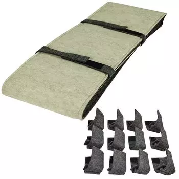 Подушка для пивной скамейки + напольная защита для пивной палатки, комплект 120см x 25см (1 шт.) + 12 напольных защитных подушек: серо-бежевый | Протектор: Черный AMF creation