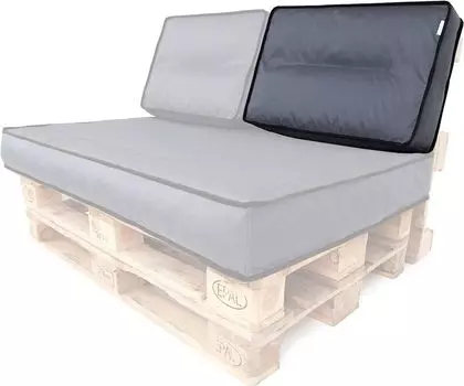 Подушка для поддона, спинка 60x40 см, съемный чехол, водонепроницаемые подушки для поддонов, подушка для поддона, садовая подушка, уличные подушки для поддонов, графит Stanislaw Jurga