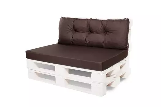 Подушка для поддонов на открытом воздухе | Комплект подушек для поддонов Подушка для сиденья 120x80 и подушка для спины 120x40см коричневые | Подушка для поддонов | Подушка из европоддона | Сетгарден Setgarden, коричневый
