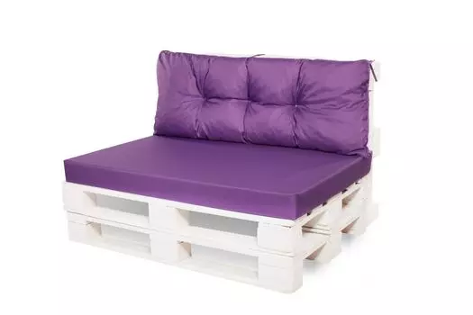 Подушка для поддонов на открытом воздухе | Комплект подушек из поддона Подушка для сиденья 120х80 и подушка для спины 120х40см серый | Подушки для поддонов | Подушка для поддонов | Подушка из европоддона | Сетгарден Setgarden, фиолетовый
