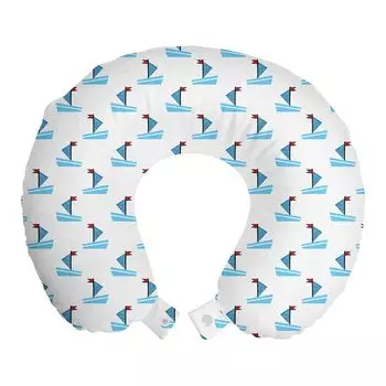 Подушка для путешествий ABAKUHAUS blue Water, поддержка шеи, геометрические флаги лодок, дорожный предмет из пенопласта для самолета и автомобиля, 30x30 см, синий перец и белый