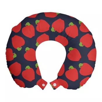 Подушка для путешествий ABAKUHAUS Fruits, поддерживающая шею, простой узор в виде яблочного сада, пенопластовые дорожные принадлежности для самолета и автомобиля, 30x30 см, киноварь и салатовый лайм