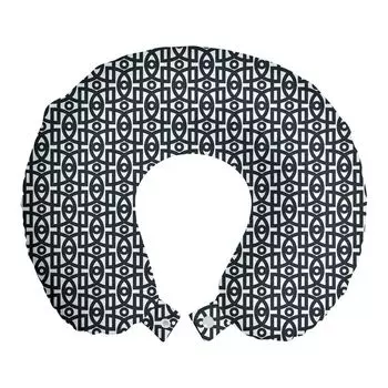 Подушка для путешествий ABAKUHAUS Grid, поддержка шеи, кольца, классический сетчатый узор, пенопластовые дорожные принадлежности для самолета и автомобиля, 30x30 см, темно-фиолетовый, синий и белый