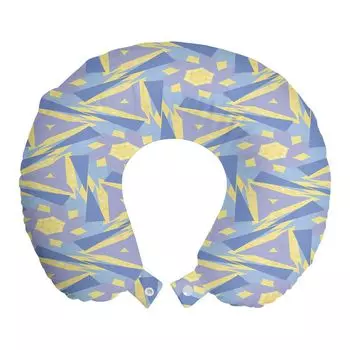 Подушка для путешествий ABAKUHAUS Polygons, поддержка шеи, пастельные современные формы, пенопластовые дорожные принадлежности для самолетов и автомобилей, 30x30 см, потолок синий и разноцветный