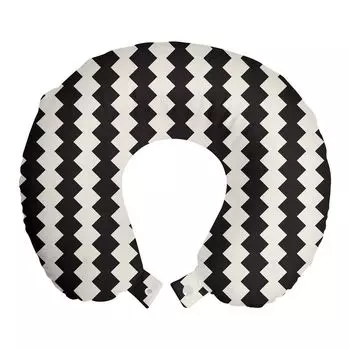 Подушка для путешествий ABAKUHAUS Stripes, поддерживающая шею, повторяющийся ретро-орнамент, дорожные принадлежности из пенопласта для самолетов и автомобилей, 30x30 см, цвет яичной скорлупы, кока-кола