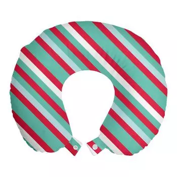Подушка для путешествий ABAKUHAUS Stripes, поддерживающая шею, Christmas Vibe Simple Lines, дорожные принадлежности из пенопласта для самолета и автомобиля, 30x30 см, темно-розовый морской пенопласт