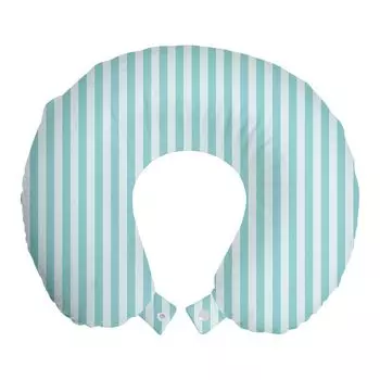 Подушка для путешествий ABAKUHAUS Stripes, поддержка шеи, узор в виде вертикальных линий, пенопластовые дорожные принадлежности для самолета и автомобиля, 30x30 см, Бледно-голубой Бледно-морской зеленый