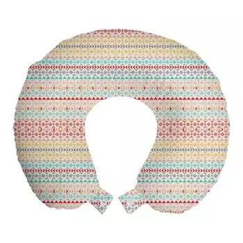 Подушка для путешествий ABAKUHAUS Tribal, поддерживающая шею, полосы и формы в стиле бохо, дорожные принадлежности из пенопласта для самолета и автомобиля, 30x30 см, разноцветные