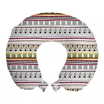Подушка для путешествий ABAKUHAUS Tribal, поддержка шеи, треугольные линии, пенопластовые дорожные принадлежности для самолетов и автомобилей, 30x30 см, разноцветные