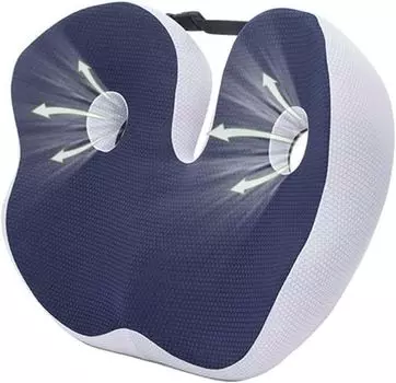 Подушка для ягодиц, подушка для копчика, подушка для стула с облегчением седалищной кости из пены с эффектом памяти, подходит для нижней части спины, бедер, фаланговых узлов тазобедренного сустава (темно-синий) yozhiqu