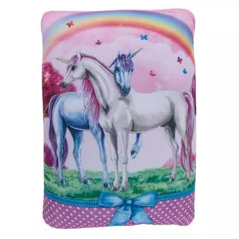 Подушка для релаксации единорог радуга, модель: пара единорогов бантик синий Out of the blue
