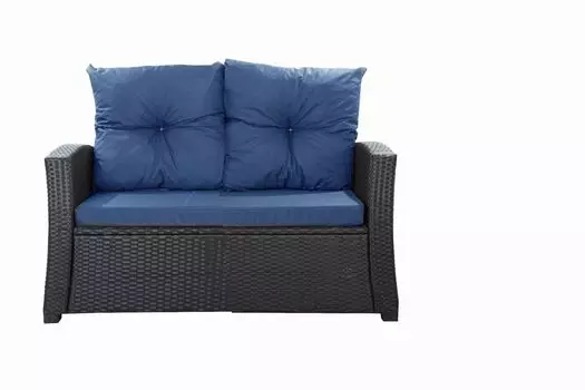 Подушка для садового дивана Фиолетовый| Версия для 2 человек | Подушка сиденья 112х52х7, подушка спинки 2*56х50 | Подушка на диван| Подушки для садовой мебели Setgarden, темно-синий