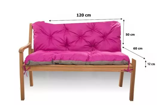 Подушка для садовой скамейки 120x60x60 коричневая | Уличная подушка | Подушка для сиденья скамья | подушка для качелей Hollywood на открытом воздухе Setgarden, розовый
