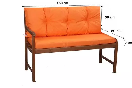 Подушка для садовой скамейки 160 x 60 x 50 розовый | Подушка сиденья подушка скамейки | Подушка для садовой скамейки | Голливудская подушка для качелей | Подушки сидений и спинки | Подушка для скамейки | Сетгарден Setgarden, оранжевый